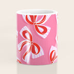 Ditsy Kitsch Ribbons and bows 2. Watermelon Pink and Red Coffee Mug Gallery Image 4