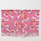 Ditsy Kitsch Ribbons and bows 2. Watermelon Pink and Red Wall Hanging Gallery Image 1
