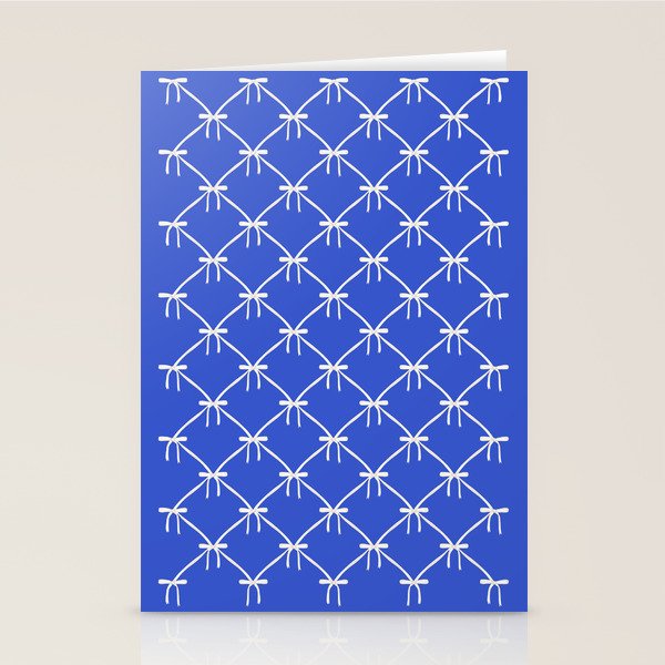 Bows & Ribbons Pattern XLVIII Bright Blue Stationery Card Gallery Image 2