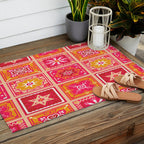 Talavera Mexican Tile - Hot Pink & Orange Palette Outdoor Rug Gallery Image 2