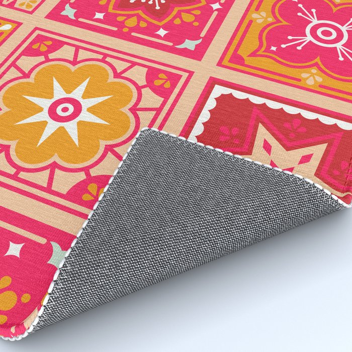 Talavera Mexican Tile - Hot Pink & Orange Palette Rug Gallery Image 4