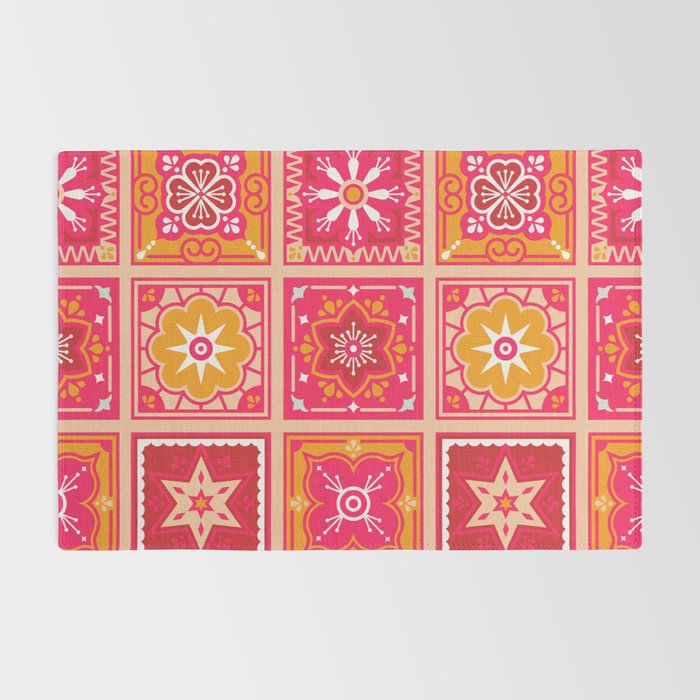Talavera Mexican Tile - Hot Pink & Orange Palette Rug Gallery Image 2