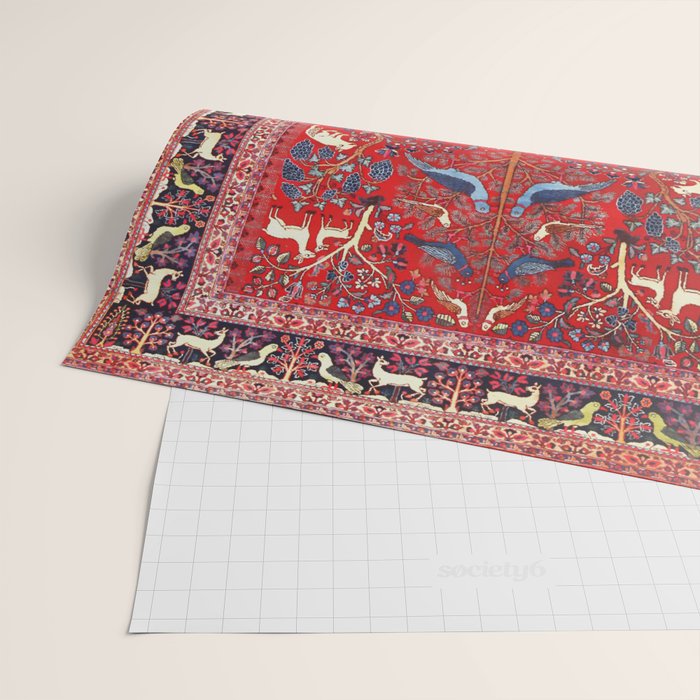 Tree of Life Beautiful Flower Garden Persian Khorassan Rug Print Wrapping Paper Gallery Image 2
