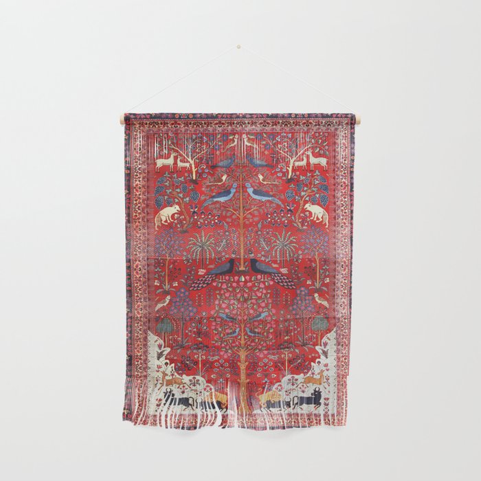 Tree of Life Beautiful Flower Garden Persian Khorassan Rug Print Wall Hanging Gallery Image 1