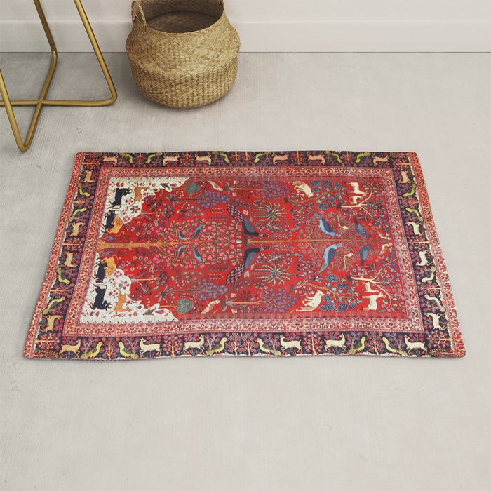 Tree of Life Beautiful Flower Garden Persian Khorassan Rug Print Rug Gallery Image 1