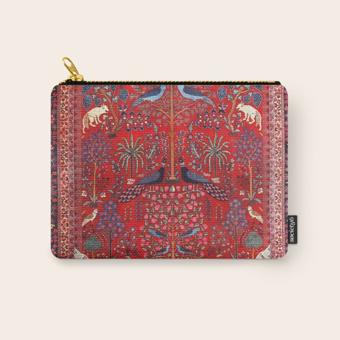 Tree of Life Beautiful Flower Garden Persian Khorassan Rug Print Carry All Pouch Gallery Image 1