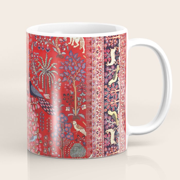 Tree of Life Beautiful Flower Garden Persian Khorassan Rug Print Coffee Mug Gallery Image 1