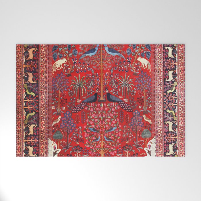 Tree of Life Beautiful Flower Garden Persian Khorassan Rug Print Welcome Mat Gallery Image 1