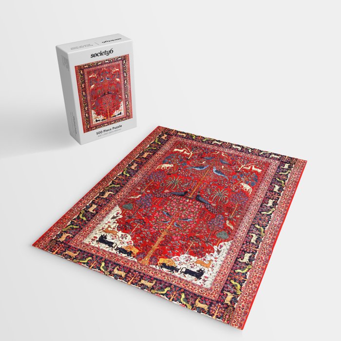 Tree of Life Beautiful Flower Garden Persian Khorassan Rug Print Jigsaw Puzzle Gallery Image 2