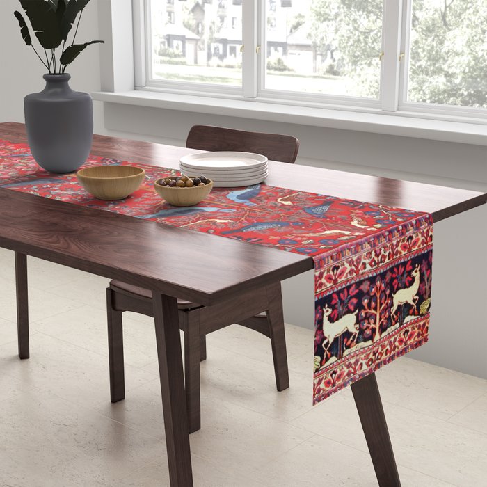 Tree of Life Beautiful Flower Garden Persian Khorassan Rug Print Table Runner Gallery Image 2