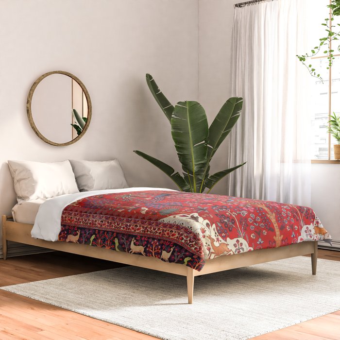 Tree of Life Beautiful Flower Garden Persian Khorassan Rug Print Comforter Gallery Image 2