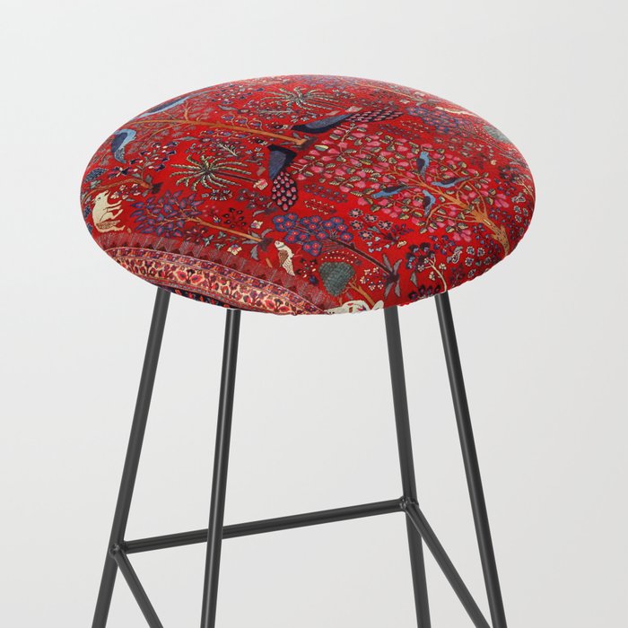 Tree of Life Beautiful Flower Garden Persian Khorassan Rug Print Stool Gallery Image 2