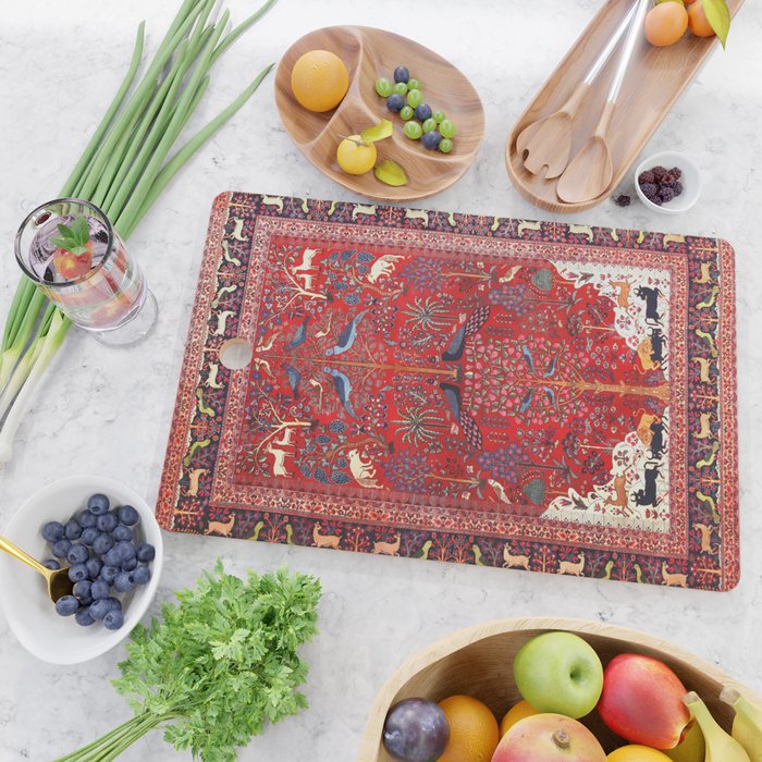 Tree of Life Beautiful Flower Garden Persian Khorassan Rug Print Cutting Board Gallery Image 2