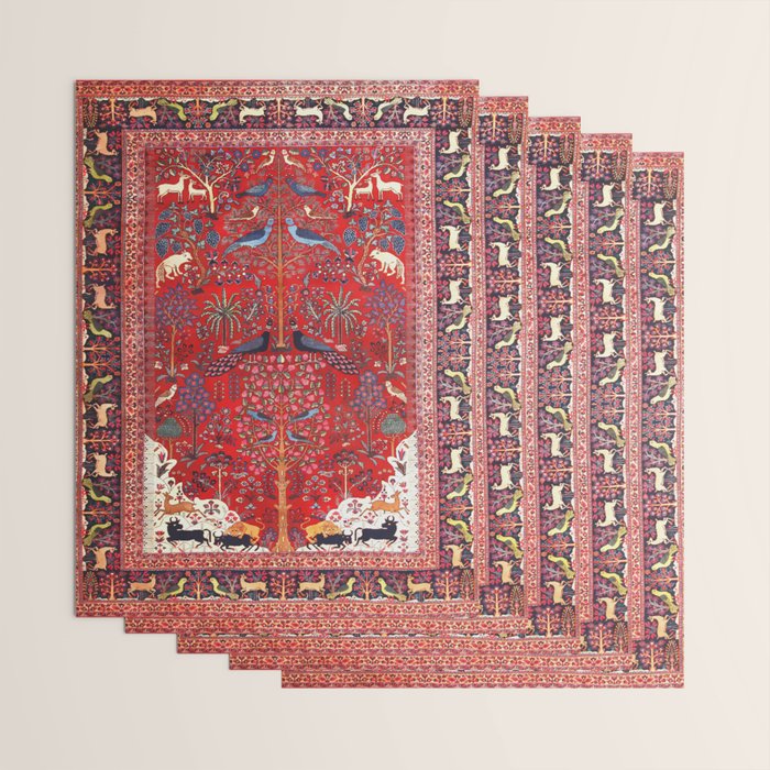 Tree of Life Beautiful Flower Garden Persian Khorassan Rug Print Wrapping Paper Gallery Image 3