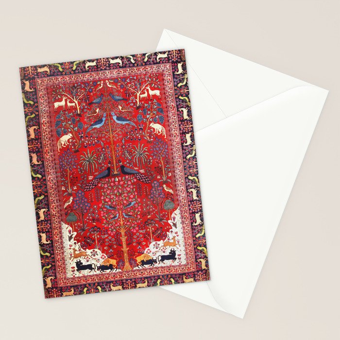 Tree of Life Beautiful Flower Garden Persian Khorassan Rug Print Stationery Card Gallery Image 2