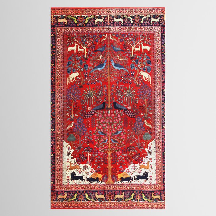 Tree of Life Beautiful Flower Garden Persian Khorassan Rug Print Tablecloth Gallery Image 2