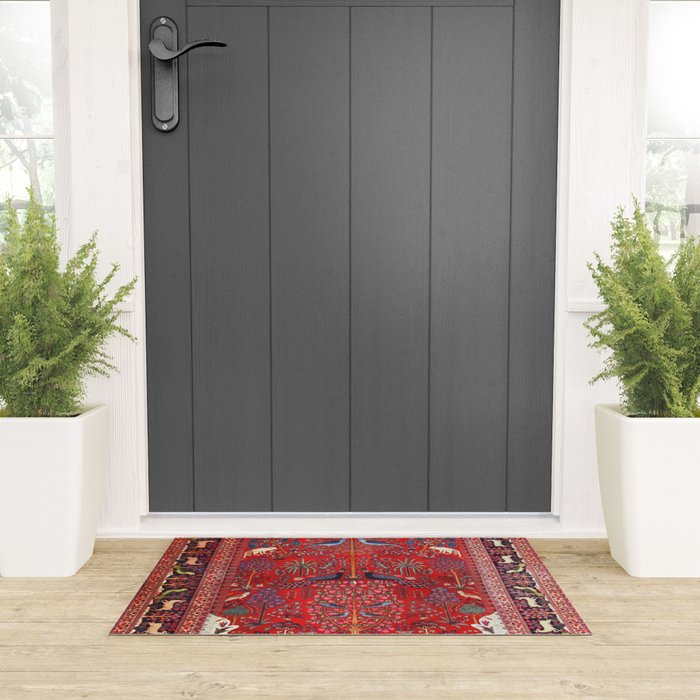 Tree of Life Beautiful Flower Garden Persian Khorassan Rug Print Welcome Mat Gallery Image 3