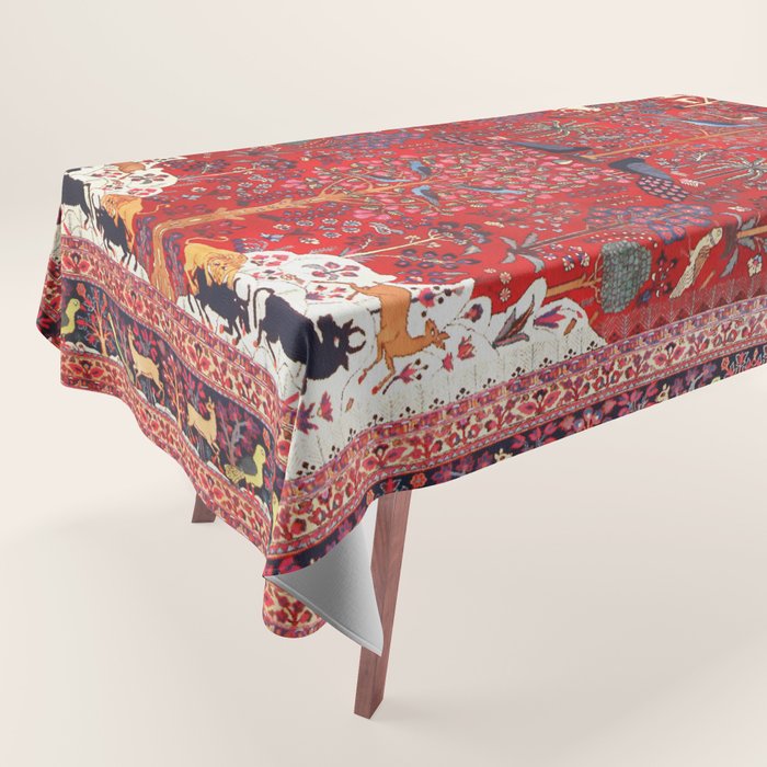 Tree of Life Beautiful Flower Garden Persian Khorassan Rug Print Tablecloth Gallery Image 1