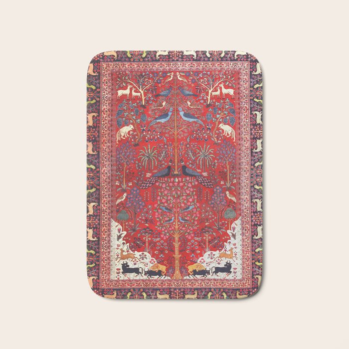 Tree of Life Beautiful Flower Garden Persian Khorassan Rug Print Bath Mat Gallery Image 1