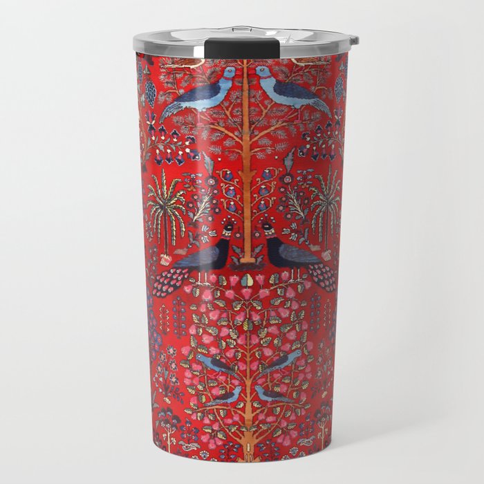 Tree of Life Beautiful Flower Garden Persian Khorassan Rug Print Travel Mug Gallery Image 1