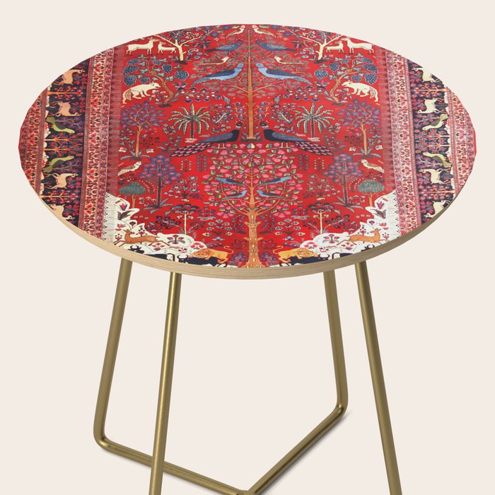 Tree of Life Beautiful Flower Garden Persian Khorassan Rug Print Side Table Gallery Image 2