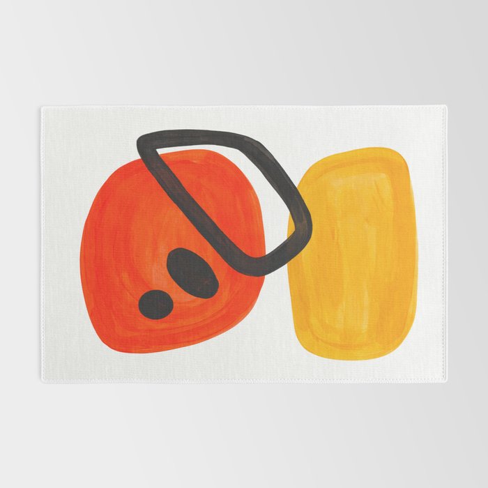 Midcentury Modern Colorful Abstract Pop Art Space Age Fun Bright Orange Yellow Colors Minimalist Rug Gallery Image 2