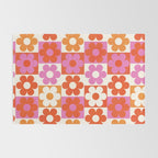 Pink and Orange Retro Daisies Rug Gallery Image 2