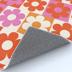 Pink and Orange Retro Daisies Rug Gallery Image 4