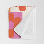 Pink and Orange Retro Daisies Throw Blanket Gallery Image 3