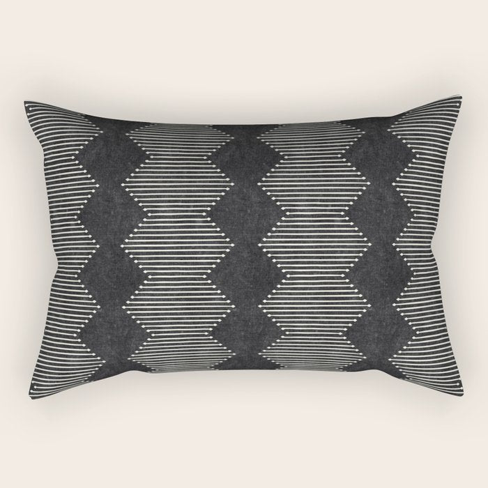 mudcloth diamonds - onyx Rectangular Pillow Gallery Image 2