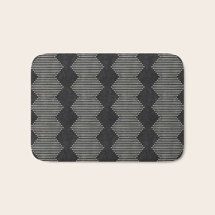 mudcloth diamonds - onyx Bath Mat Gallery Image 1