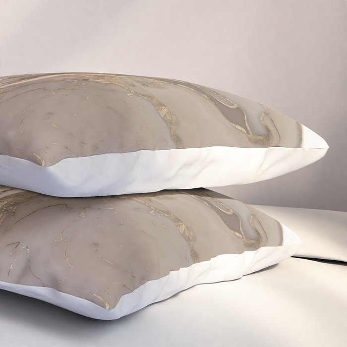 Taupe marble and gold abstract Pillow Sham Gallery Image 3