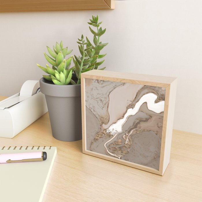 Taupe marble and gold abstract Mini Art Print Gallery Image 2
