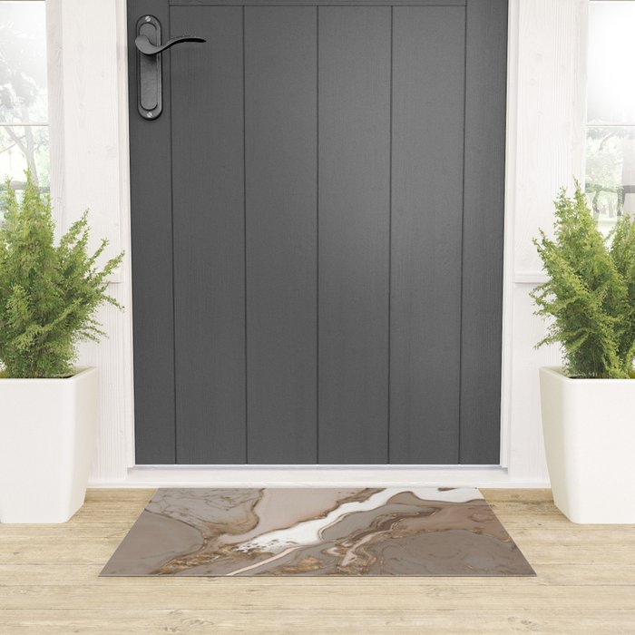 Taupe marble and gold abstract Welcome Mat Gallery Image 3