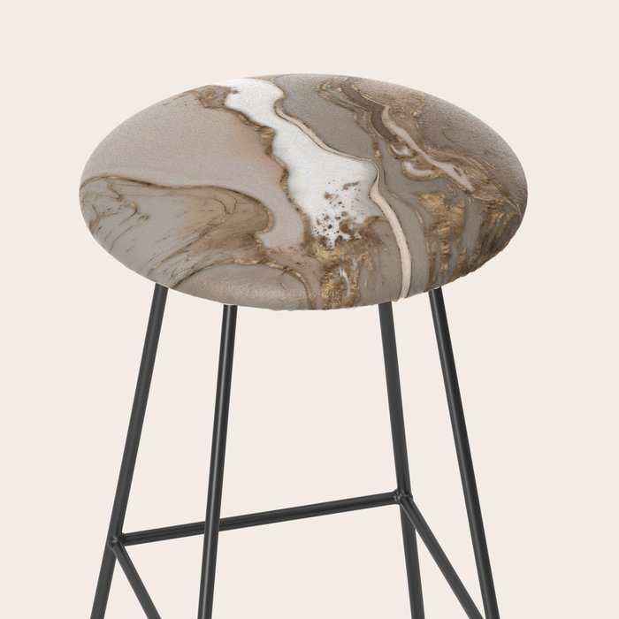 Taupe marble and gold abstract Stool Gallery Image 2