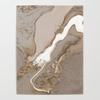 Taupe marble and gold abstract Poster Gallery Image 4