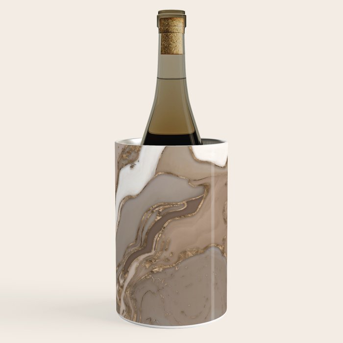 Taupe marble and gold abstract Wine Chiller Gallery Image 3