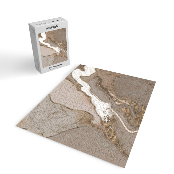 Taupe marble and gold abstract Jigsaw Puzzle Gallery Image 2