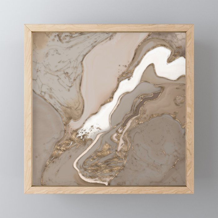 Taupe marble and gold abstract Mini Art Print Gallery Image 1