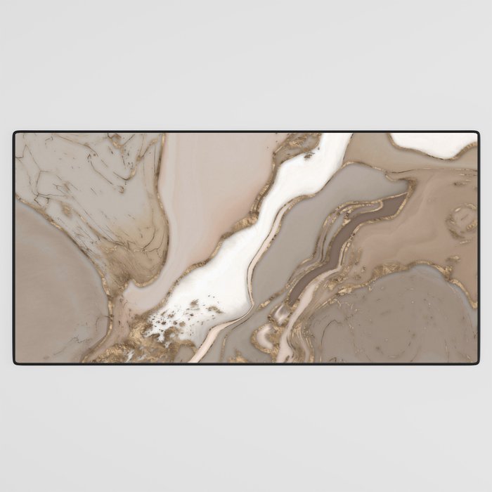 Taupe marble and gold abstract Desk Mat Gallery Image 3