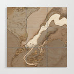 Taupe marble and gold abstract Wood Wall Art Gallery Image 1