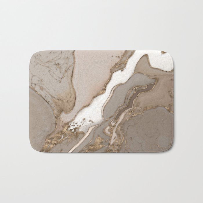 Taupe marble and gold abstract Bath Mat Gallery Image 1