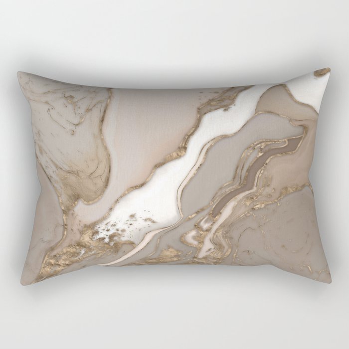 Taupe marble and gold abstract Rectangular Pillow Gallery Image 2