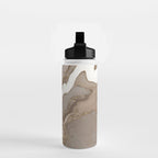 Taupe marble and gold abstract Water Bottle Gallery Image 2