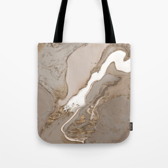 Taupe marble and gold abstract Tote Bag Gallery Image 1