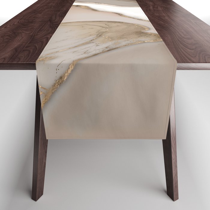 Taupe marble and gold abstract Table Runner Gallery Image 1