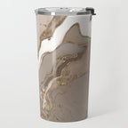 Taupe marble and gold abstract Travel Mug Gallery Image 2