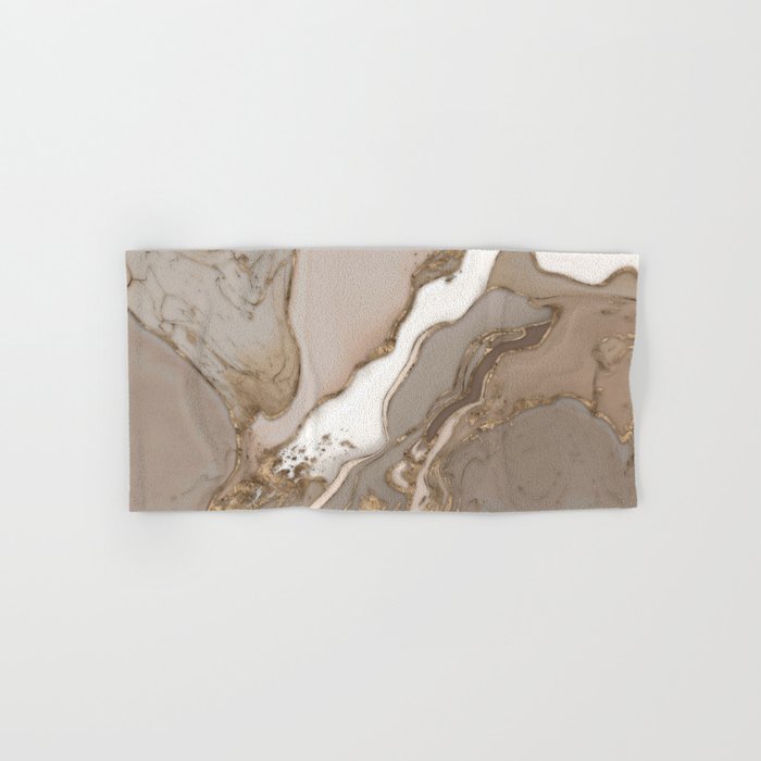 Taupe marble and gold abstract Bath Towel Gallery Image 1