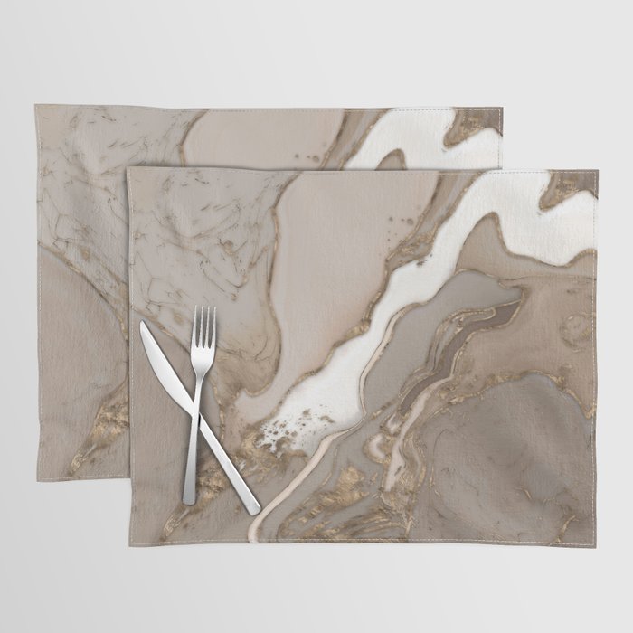 Taupe marble and gold abstract Placemat Gallery Image 1