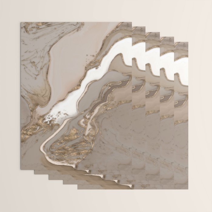 Taupe marble and gold abstract Wrapping Paper Gallery Image 3